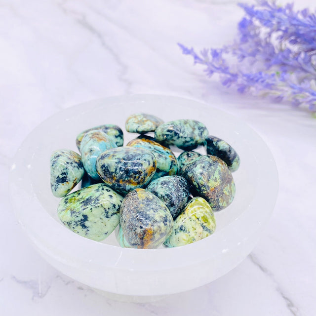 African Turquoise Tumble stone, Reiki Healing Crystals, Third Eye, Chakra Healing Stone, Chakra Cleansing Crystal, Crystal for Love
