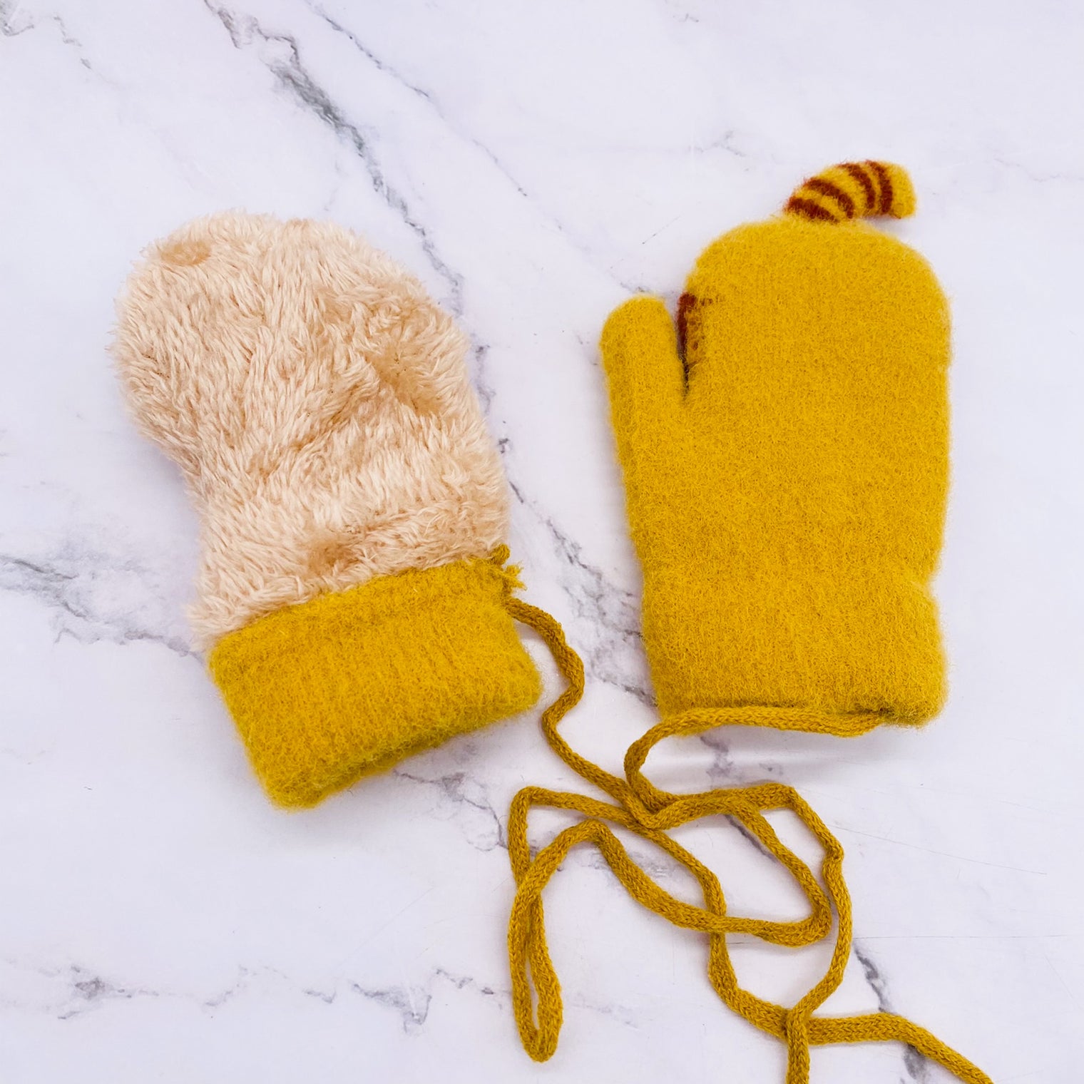 Fleece Lined Animal Lover Mittens/Gloves with Strings