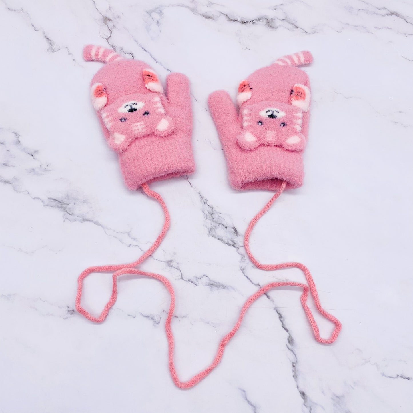 Fleece Lined Animal Lover Mittens/Gloves  with Strings