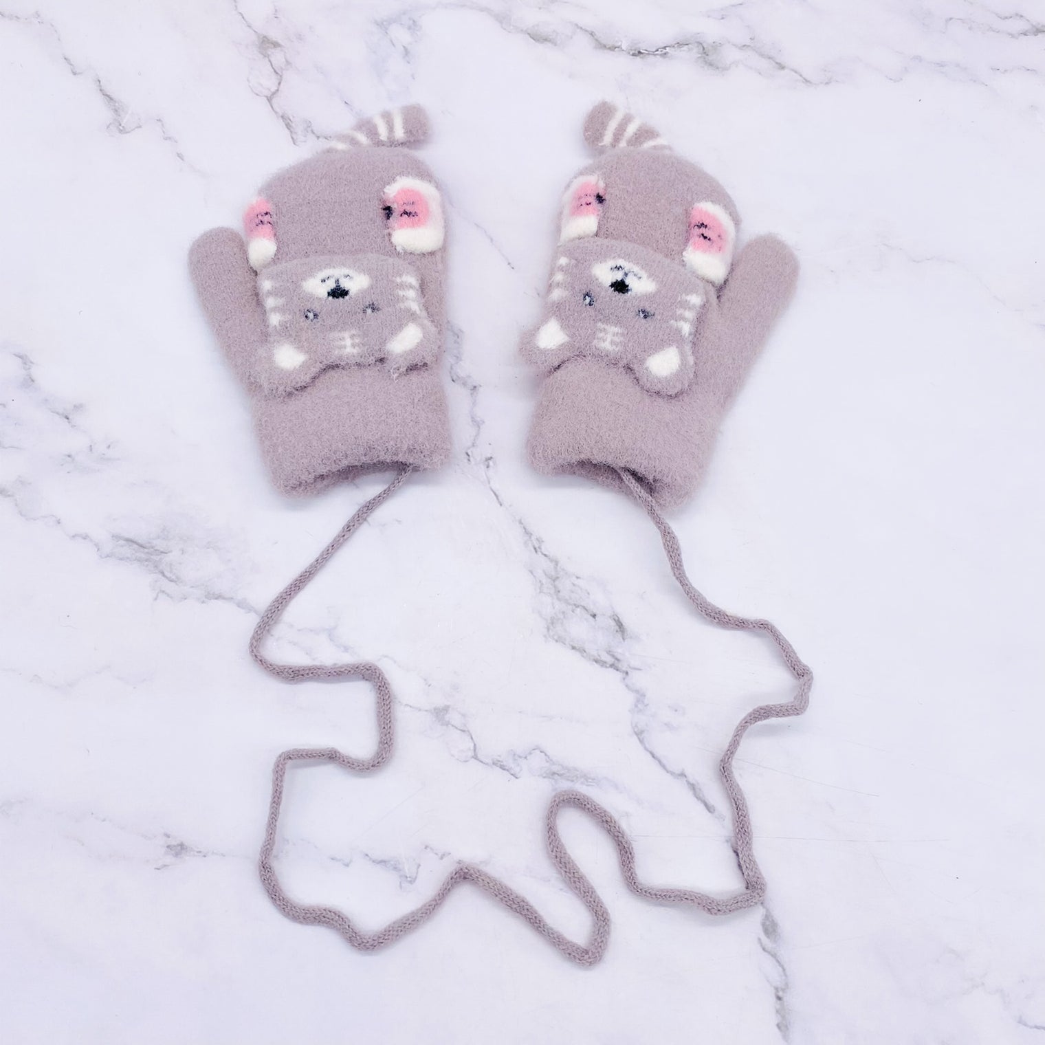Fleece Lined Animal Lover Mittens/Gloves with Strings