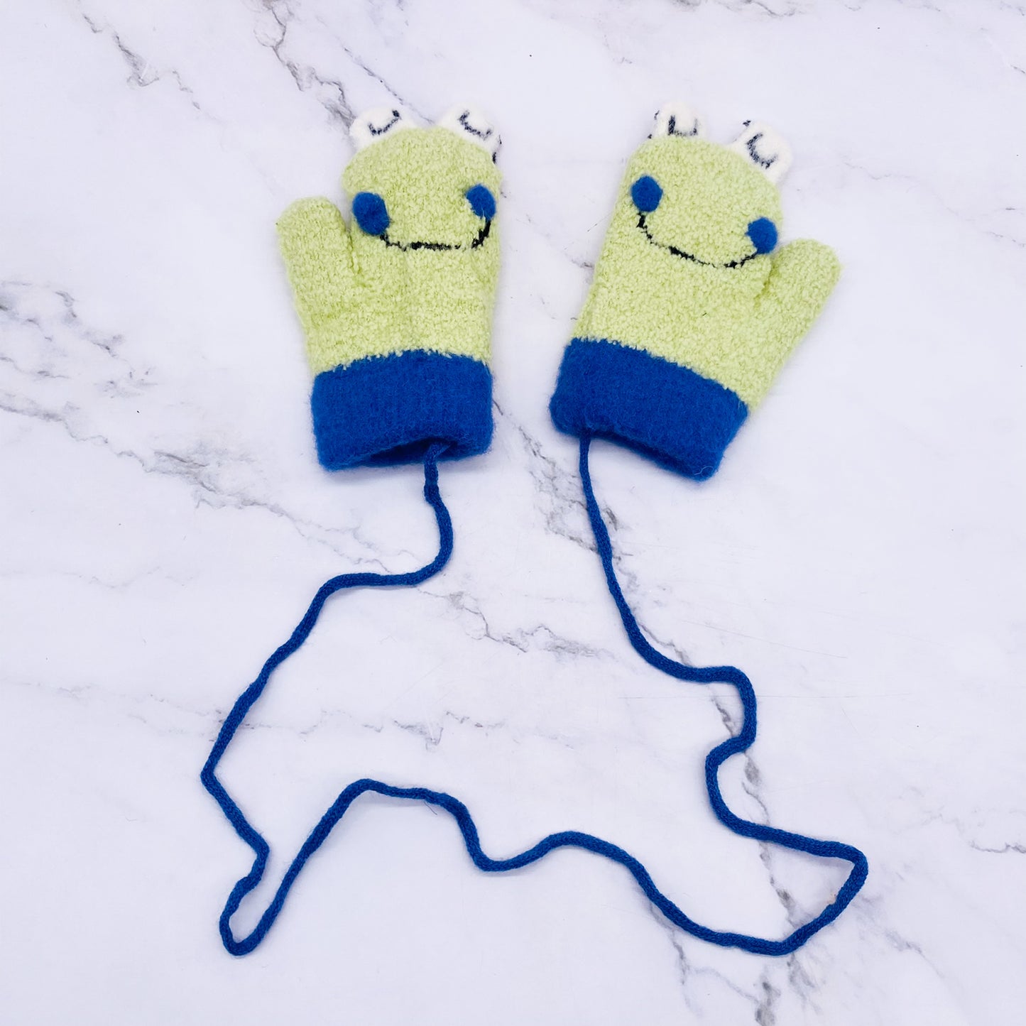 Frog Design Knitted Unisex Kids Mittens