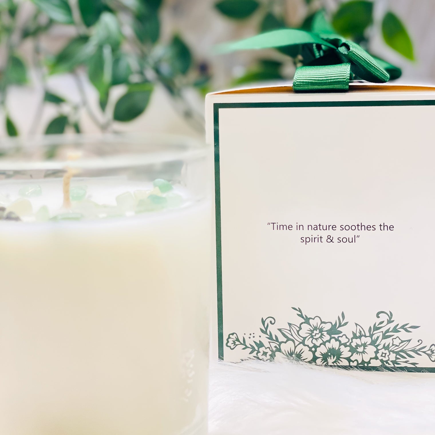 Green Aventurine Crystal Candle