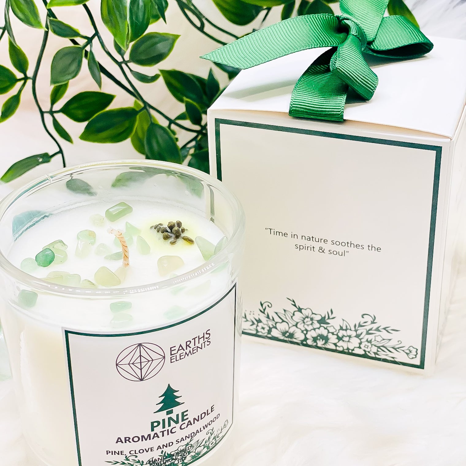 Green Aventurine Crystal Candle