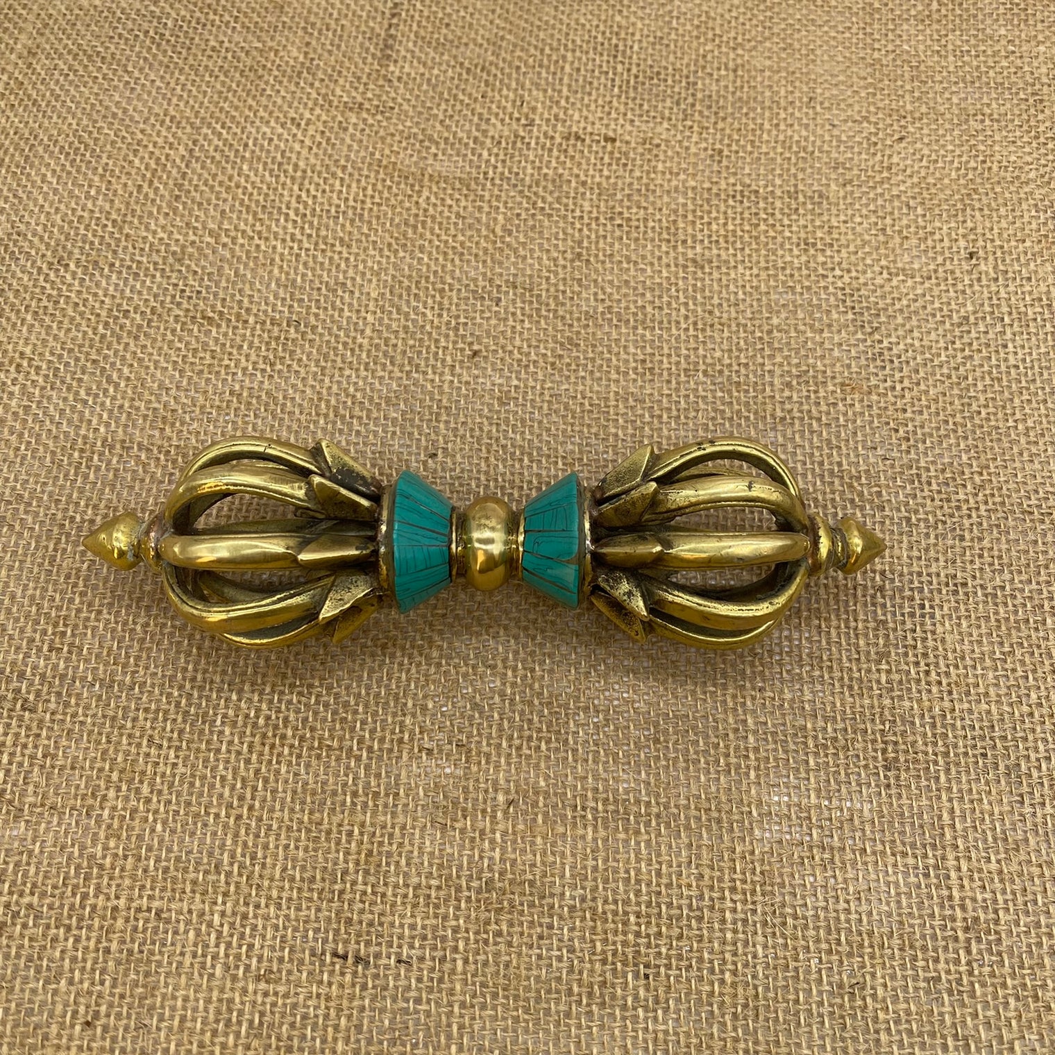 Buddhist Brass Vajra, Vintage Thunderbolt, Tibetan Tantra Buddhism Ritual Tool, Meditation Tools, Altar Tool