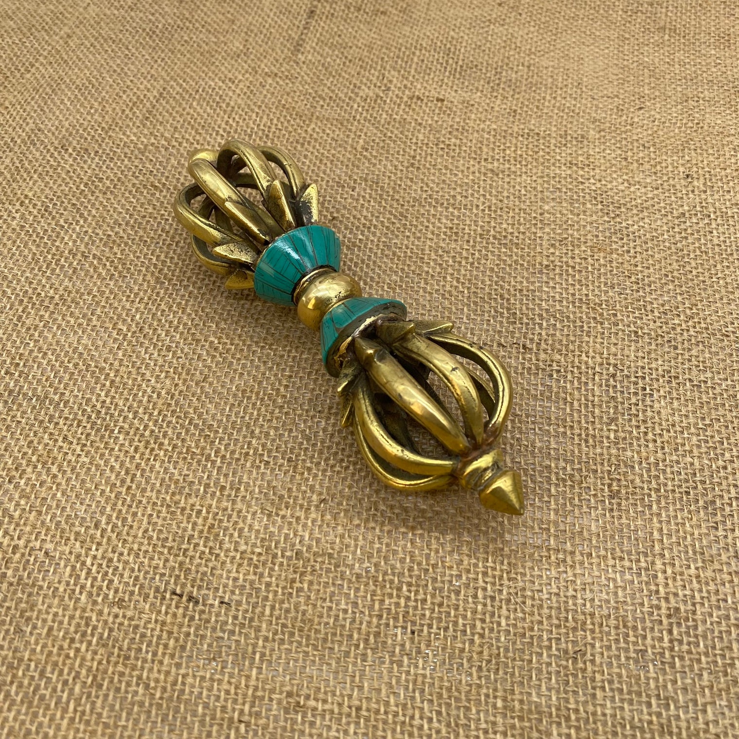 Buddhist Brass Vajra, Vintage Thunderbolt, Tibetan Tantra Buddhism Ritual Tool, Meditation Tools, Altar Tool