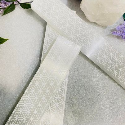 Etched Selenite Charging Plate with Flower of Life