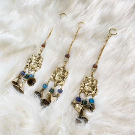 Windchime with Ganesha,Metal Brass Ganesh Windchime,Elephant Suncatcher,Handcrafted Windchime, Goodluck Hanging,Elephant Home Decor