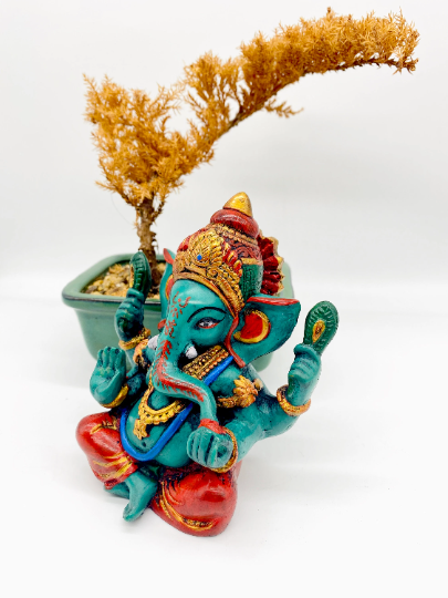 Handmade Lord Ganesh/ Ganesha/ Remover of obstacles,Good Fortune, Ganesh Resin Statue,Perfect Good luck Gifts, Hindu ElephantGod, Home Decor