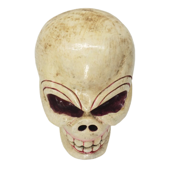 Hand Carved Wood Skull/Wooden Skull Sculpture/Wood Carving Statue from Nepal/Handmade Skull/Symbol of Transformation/Fantasy Collectible Art