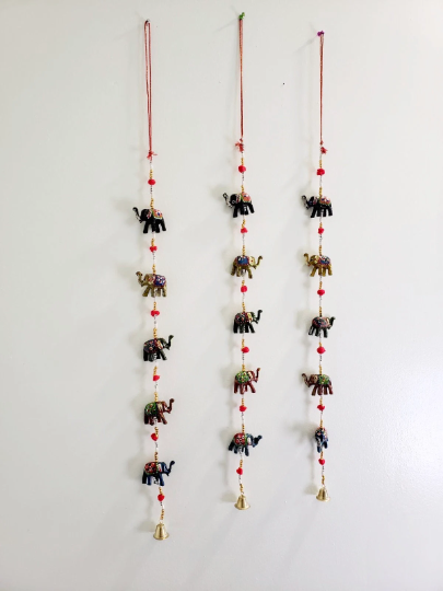 Elephant Windchime with Bells, Recycled  Elephant Hanging with Bells, Indian Vintage Elephant, Housewarming Gifts, Fengshui, Home Decor
