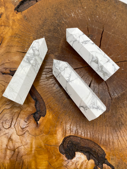 Natural Howlite Wand, Obelisk Crystal Point, Howlite Tower, Crystal Point, Howlite Polished Points, 3 inch Howlite Crystal for Creativity