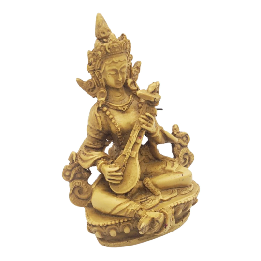 Saraswoti Statue,Handcarved Maa Saraswati Figurine,Goddess of Knowledge,Wisdom,Hindu Diety of Art, Music,Spiritual Decor,Hindu Altar Goddess
