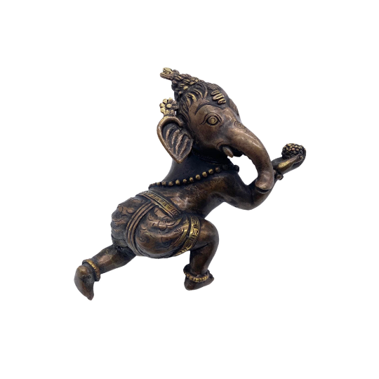 Brass Ganesh Statue, Sitting Ganesha Idol, Lord Ganesh Figurine, God of New Beginnings, Hindu Deity for Altar, Yoga Studio Decor, Vinayaka