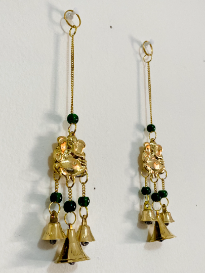 Windchime with Ganesha,Metal Brass Ganesh Windchime,Elephant Suncatcher,Handcrafted Windchime, Goodluck Hanging,Elephant Home Decor