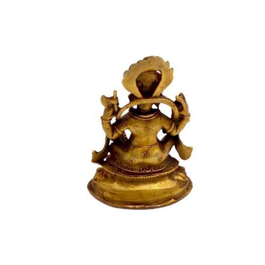 Gold Plated Ganesh Statue, Ganesha Figurine, God of Good luck, Brass Ganesh Idol, 3" Ganesha Copper Statue, Hindu God, Altar Decor, Vinayak