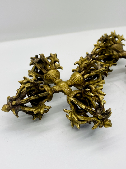 Handmade Brass Double Vajra, Tibetan Vajra, Dorje, Buddhist Meditation Tool, Altar Tool, Ritual Object, Solid Brass Vajra from Nepal