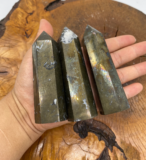Pyrite Point, Iron Pyrite Tower, 198 gm Pyrite Wand, Pyrite Obelisk Crystal, 3.5 inches Pyrite, Chakra Tower, Protective Crystal