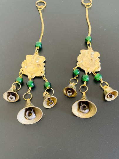 Windchime with Ganesha,Metal Brass Ganesh Windchime,Elephant Suncatcher,Handcrafted Windchime, Goodluck Hanging,Elephant Home Decor