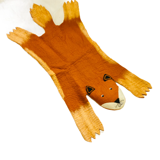 Felt Animals Rug, Wool Rug, Sheep , Fox, Wool Carpets, Nursery Decor, Kids Play Mat, Baby Bedroom Rug, Non Itchy Unique Rugs, Nursery Rug