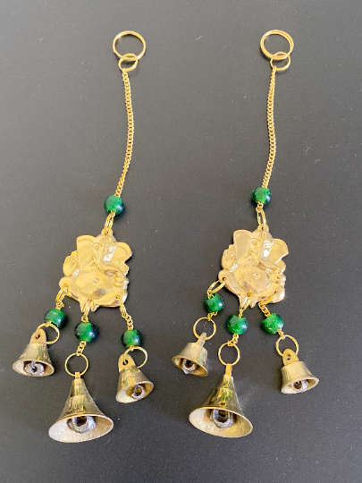 Windchime with Ganesha,Metal Brass Ganesh Windchime,Elephant Suncatcher,Handcrafted Windchime, Goodluck Hanging,Elephant Home Decor