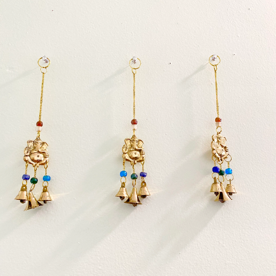 Windchime with Ganesha,Metal Brass Ganesh Windchime,Elephant Suncatcher,Handcrafted Windchime, Goodluck Hanging,Elephant Home Decor