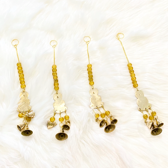 Brass Windchime with Buddha, Metal Blessing Buddha Hanging, Alter Decor, Handcrafted Wall Hanging, Home Decor, Bells and Beads, Sun catcher