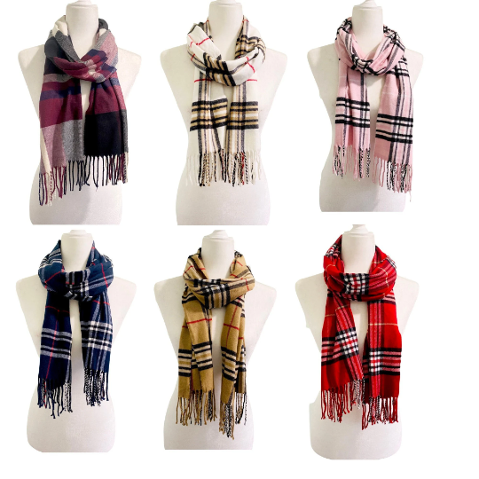 Cashmere Feel Unisex Plaid Scarfs