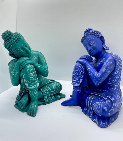 12 inches Tall Resting Buddha Statue, Buddha for Home Decor, Unique Buddha Statue, Garden Budhha, Haindpainted Buddha,Thinking Buddha
