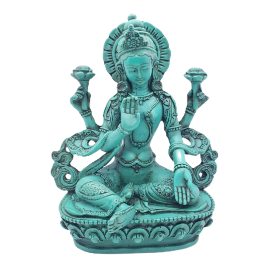 Lakshmi Statue,Goddess of Wealth,Hindu Goddess,Laxmi Statue,Resin,Handcarved Laxmi,God of Money,Fortune,Buddhist Diety,7 inch Colorful Laxmi