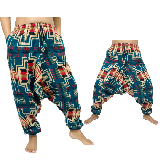 Winter Wool Pants, Merino Wool Baggy Pants, Unisex Trousers, Drop Crotch Yoga Pants, Men Harem Pants, Bohemian Warm Pants, Plaid Design