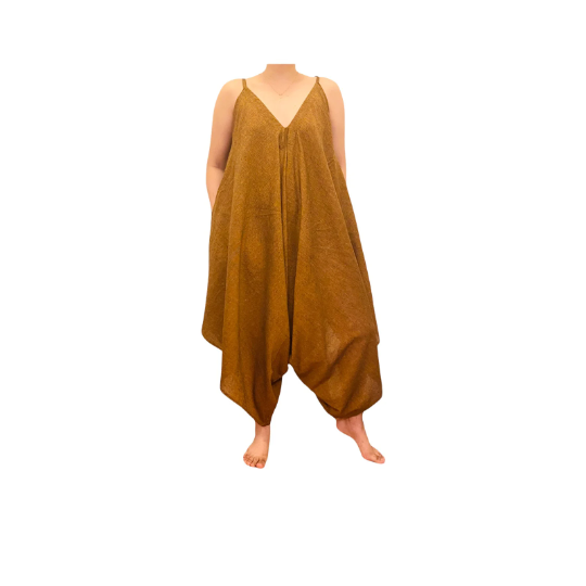Handmade Organic Cotton Jumpsuit,Wide Leg Jumpsuit,Boho Jumpsuit,Harem One size Jumpsuit,Comfy Yoga Jumpsuit,Beach Cover Up,Plus Size