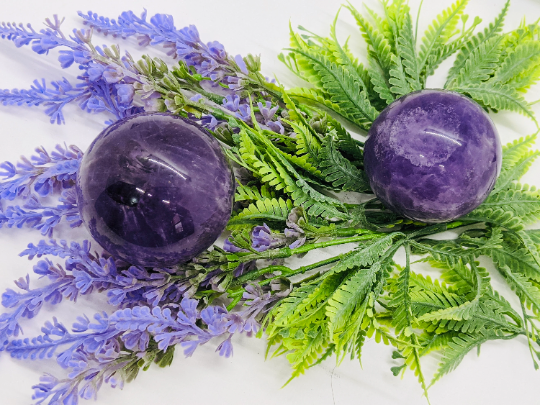 Amethyst Crystal Sphere with wooden Stand, Deep Purple Amethyst Ball, Round Amethyst Gemstone,Brazilian Amethyst Sphere,52MM Amethyst,Sphere