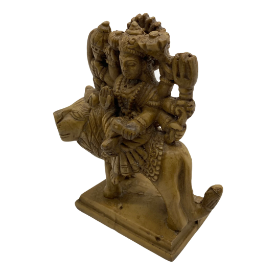 Durga Statue, Durga Ma Figurines, Durga Idol Sitting on Lion, Parvati, Hindu Goddess of Protection, Strength, 4 inches Durga Figurine