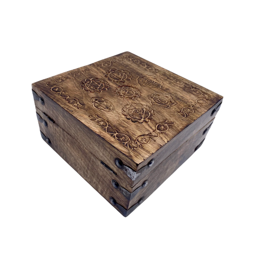 Wooden Chakra Carved Storage Box