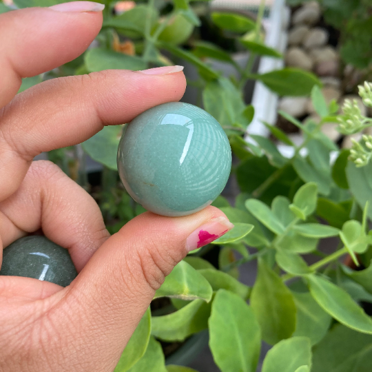 Aventurine Crystal Ball, Polished Aventurine, Sphere Gemstones, Small Aventurine, 1.1 inch Crystals, Lucky Stone Gift, Stone for Creativity