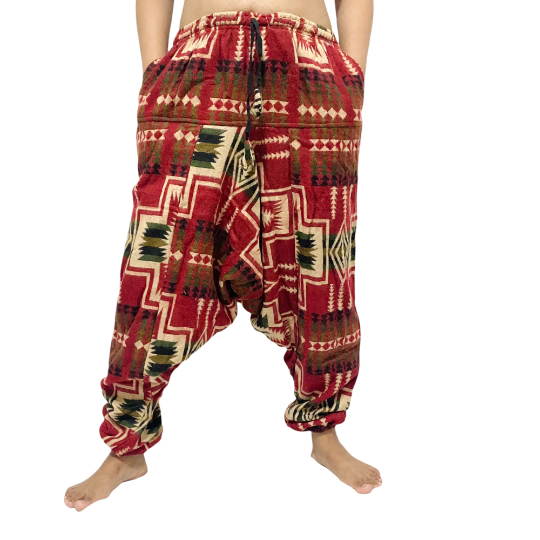 Winter Wool Pants, Merino Wool Baggy Pants, Unisex Trousers, Drop Crotch Yoga Pants, Men Harem Pants, Bohemian Warm Pants, Plaid Design