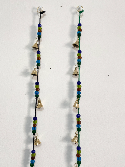 Brass Peace Wall Hanging,Peace Windchimes,Home Decor, Peace Hanging with Bells,Organic String Hanging,Indian Decor,Hanging with Beads