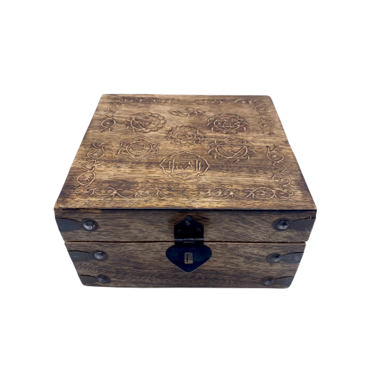 Wooden Chakra Carved Storage Box