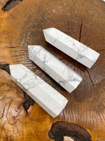 Natural Howlite Wand, Obelisk Crystal Point, Howlite Tower, Crystal Point, Howlite Polished Points, 3 inch Howlite Crystal for Creativity