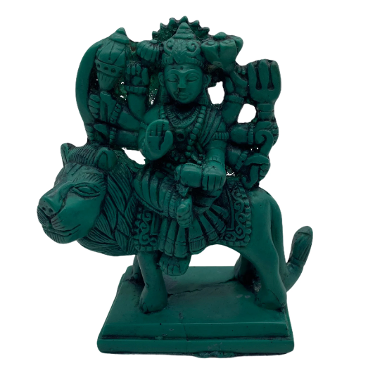 Durga Statue, Durga Ma Figurines, Durga Idol Sitting on Lion, Parvati, Hindu Goddess of Protection, Strength, 4 inches Durga Figurine