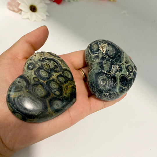 Kambaba Jasper Heart Crystal, Kambaba Heart, Healing Stone, Reiki Meditation, Palm Stone, Stone for Peace ,Tranquility, Crocodile Jasper