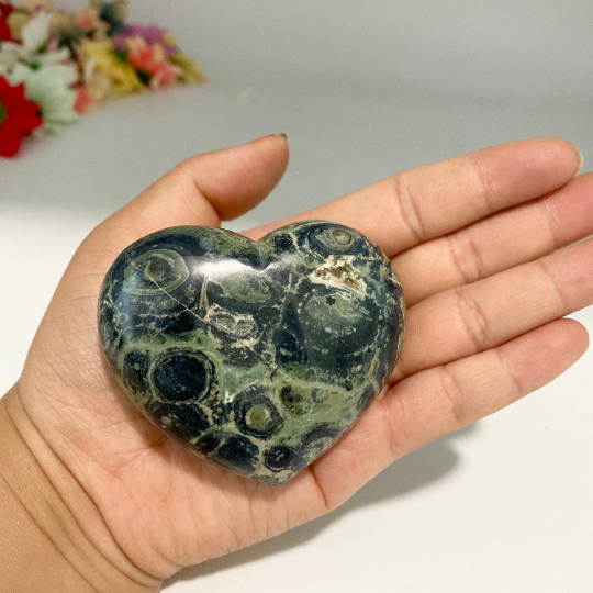 Kambaba Jasper Heart Crystal, Kambaba Heart, Healing Stone, Reiki Meditation, Palm Stone, Stone for Peace ,Tranquility, Crocodile Jasper