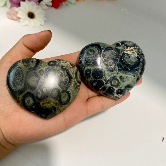 Kambaba Jasper Heart Crystal, Kambaba Heart, Healing Stone, Reiki Meditation, Palm Stone, Stone for Peace ,Tranquility, Crocodile Jasper