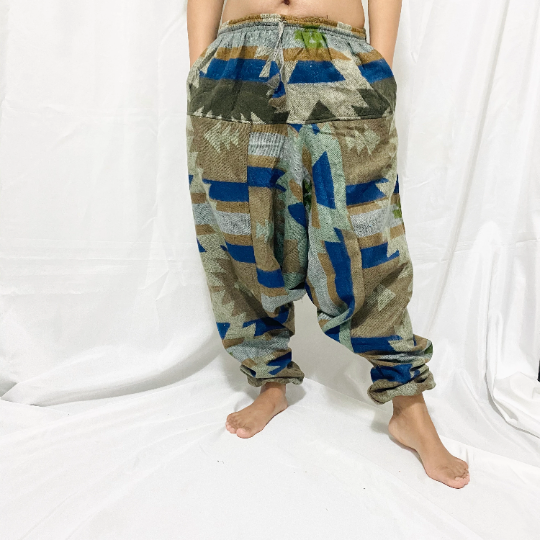 Handmade Multiprint Wool Pant, Wool Harem Pants from Nepal, Yoga Pants, Non Itchy Wool Pants for Winter, Warm Winter Pants, Winter Clothing