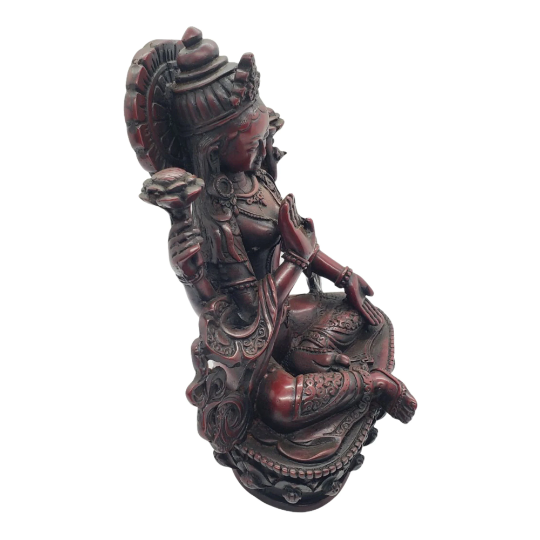 Lakshmi Statue,Goddess of Wealth,Hindu Goddess,Laxmi Statue,Resin,Handcarved Laxmi,God of Money,Fortune,Buddhist Diety,7 inch Colorful Laxmi