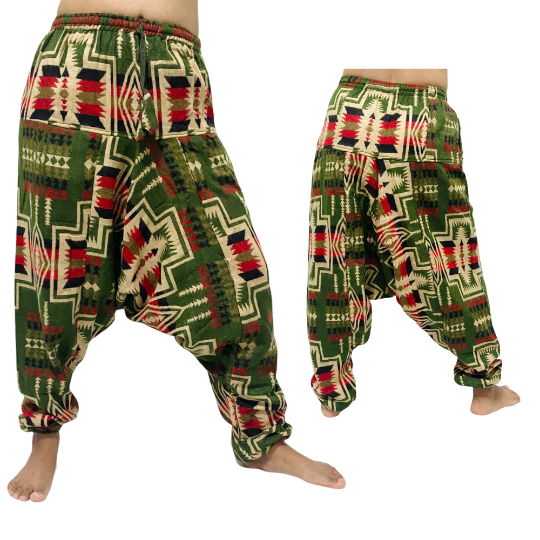 Winter Wool Pants, Merino Wool Baggy Pants, Unisex Trousers, Drop Crotch Yoga Pants, Men Harem Pants, Bohemian Warm Pants, Plaid Design