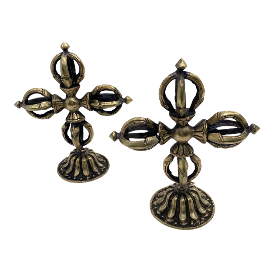 Handmade Brass Double Vajra, Tibetan Vajra, Dorje, Buddhist Meditation Tool, Altar Tool, Ritual Object, Solid Brass Vajra from Nepal