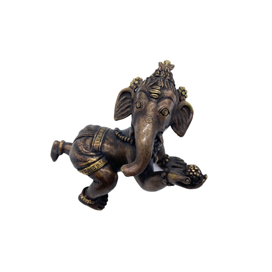 Brass Ganesh Statue, Sitting Ganesha Idol, Lord Ganesh Figurine, God of New Beginnings, Hindu Deity for Altar, Yoga Studio Decor, Vinayaka