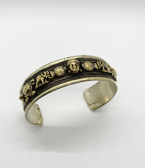 Handcarved Metal Bracelet with Buddha