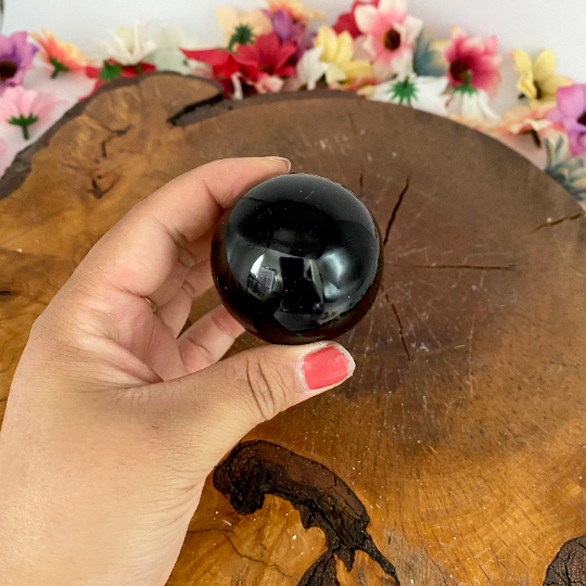 Silver Sheen Obsidian Sphere, 47mm Black Obsidian Crystal Ball, Polished, Healing Stone Decor, Gemstone for Clarity, Stone for Scorpio
